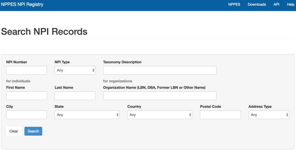 NPPES NPI Registry